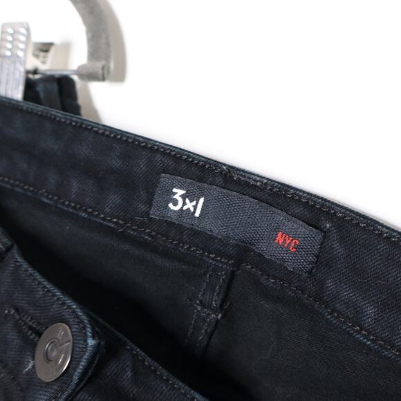 3X1 NYC High Rise Ripped Jeans Distressed Denim Straight Bowie Black Women's 27 - Picture 8 of 10